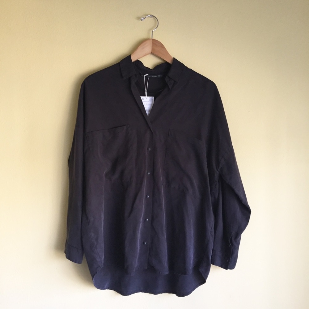 Zara Black Oversized Shirt Size XS NWT
